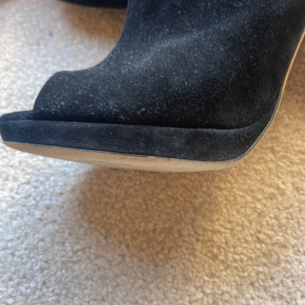 Jimmy Choo suede peep-toe platform heeled booties